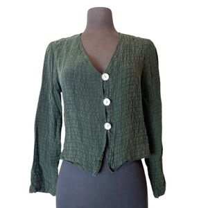 Rabbit Rabbit Rabbit Vintage Dark Green Button Down Shirt 12 Medium Cottagecore